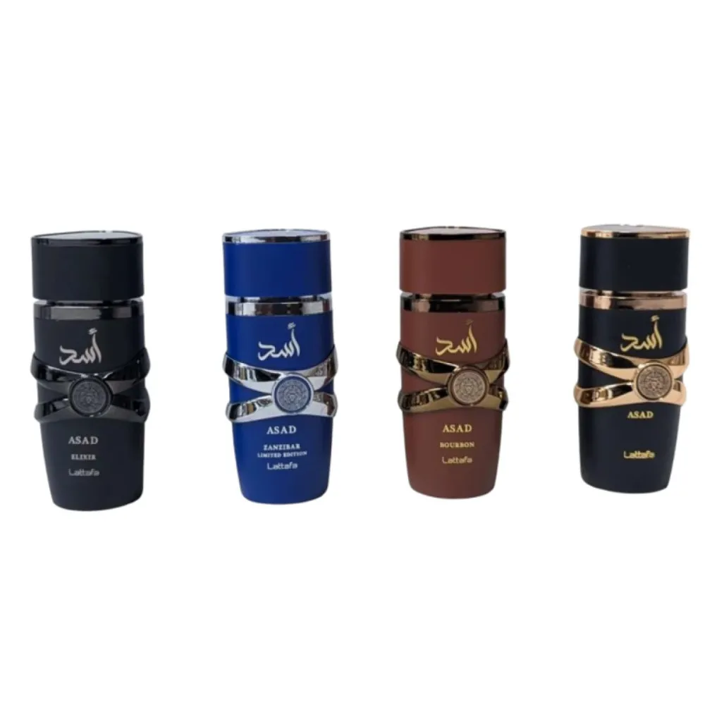 Asad Collection Gift Set Asad 25 ml + Asad Bourbon Eau de Parfum 25 ml + Asad Zanzibar Eau de Parfum 25 ml + Asad Elixir Eau de Parfum for Men