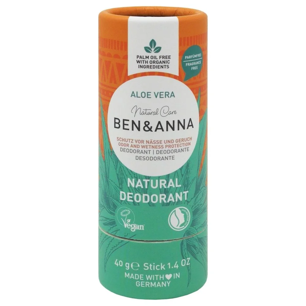 Ben & Anna Fragrance-Free Solid Deodorant (40 g) - Aloe Vera - for sensitive skin