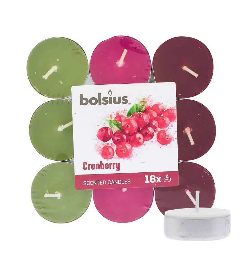 Scented Tealights Cranberry 4h tealight candles 18 pcs