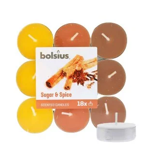 Bolsius Scented Tealights Sugar & Spice 4h Tealight Candle 18 pcs