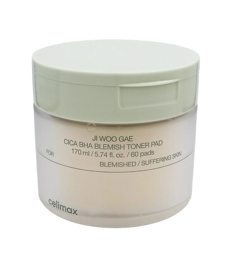 Ji Woo Gae Cica BHA Blemish Toner Pad soothing exfoliating pads with BHA, LHA and PHA, 60 pcs
