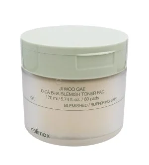Celimax Ji Woo Gae Cica BHA Blemish Toner Pad soothing exfoliating pads with BHA, LHA and PHA, 60 pcs