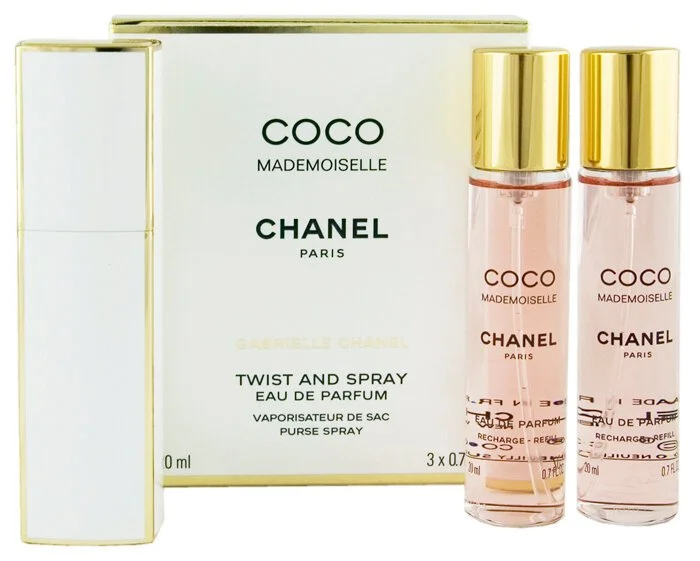 Coco Mademoiselle Refillable 20 ml + 2 x Eau de Parfum Refill for Women 2 x 20 ml