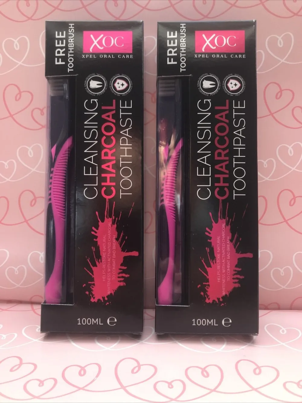 Charcoal whitening toothpaste with activated charcoal + toothbrush