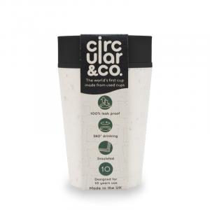 Circular Cup (227 ml) - cream/black - from disposable paper cups
