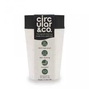 Circular Cup (227 ml) - cream/black - from disposable paper cups