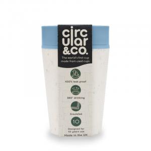 Circular Cup (227 ml) - cream/turquoise - from disposable paper cups