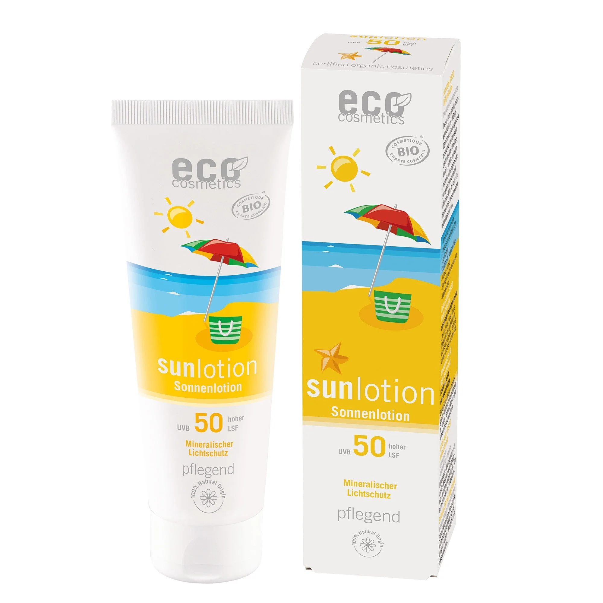 Eco Cosmetics SPF 50 Organic Sunscreen Lotion (125 ml) - with natural mineral filters
