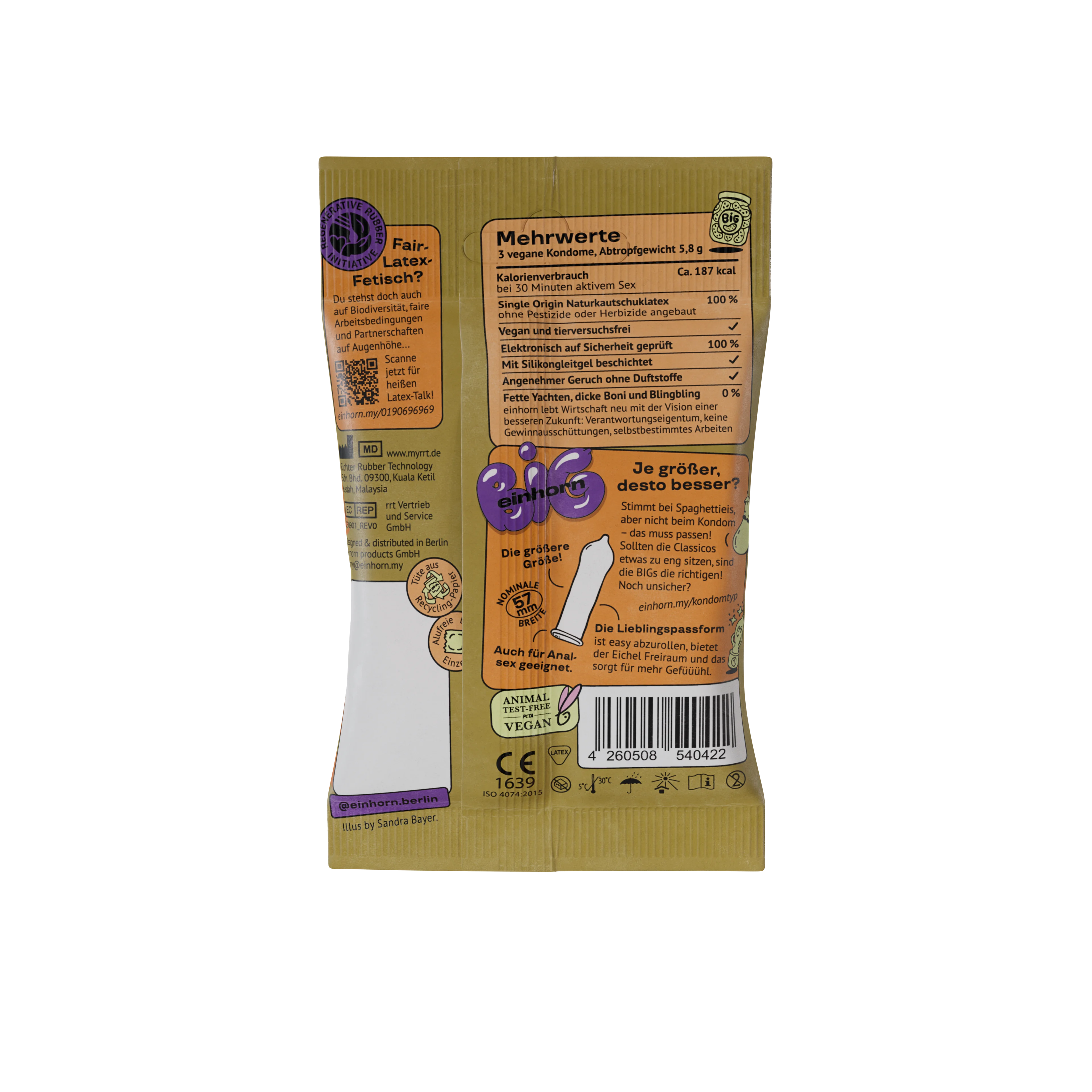 Einhorn Big Condoms 3 pcs - vegan, fragrance-free