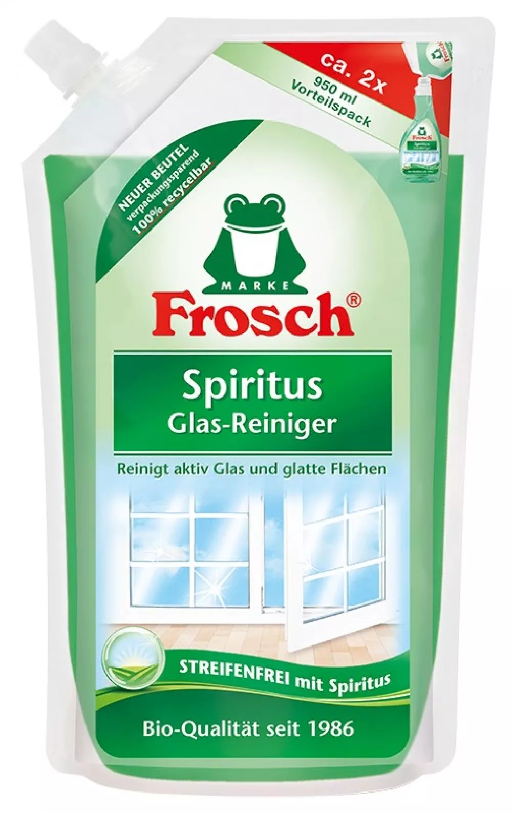 Frosch EKO Bio Spiritus glass cleaner - replacement cartridge (950 ml)