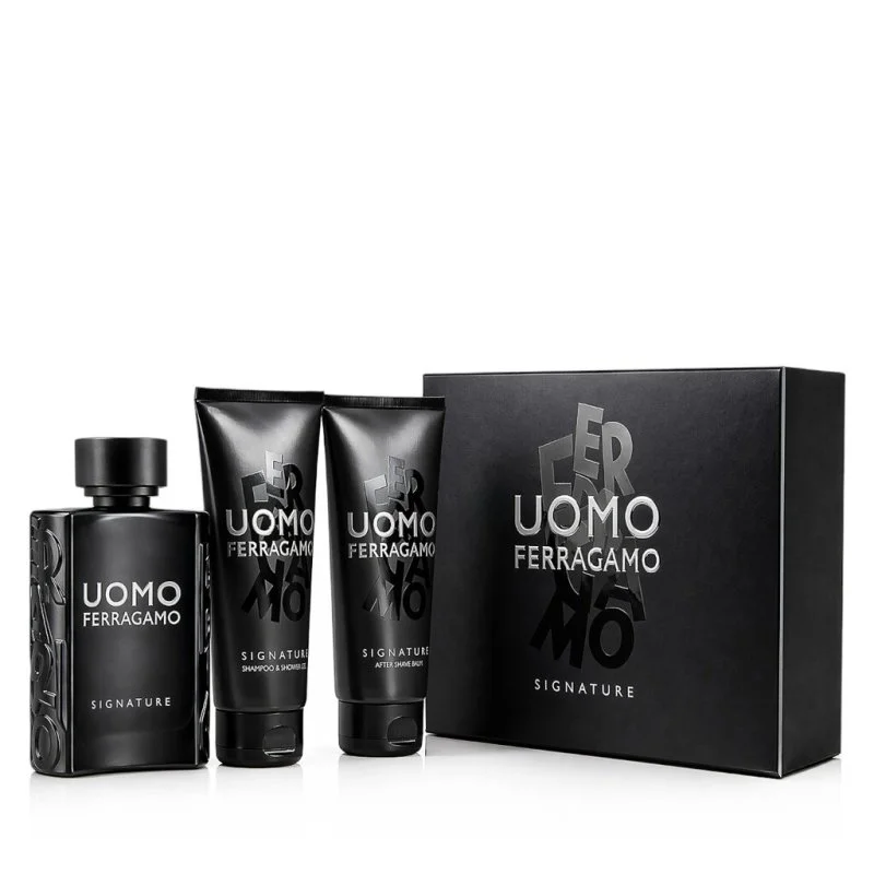 Uomo Signature Eau de Parfum for Men 100 ml + After Shave Balm 100 ml + Men's Shampoo and Shower Gel