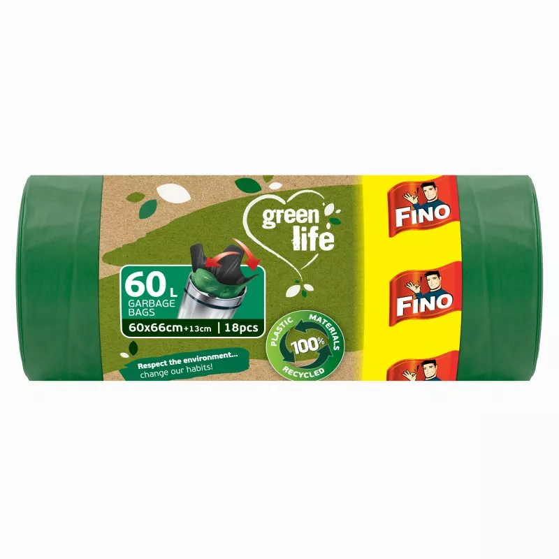 FINO Trash bags Green Life Easy pack 27 μm - 60 l (18 pcs)