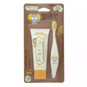 Jack n Jill Action set Children's toothpaste - Banana (50 g) Children's toothbrush Elephant - discounted set