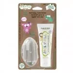 Jack n Jill Action set Children's toothpaste - flavourless (50 g) Children's silicone toothbrush for finger - discounted set