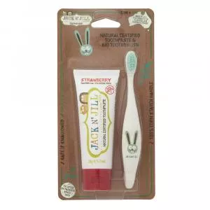 Jack n Jill Action set Children's toothpaste - Strawberry (50 g) Children's toothbrush Bunny - discounted set