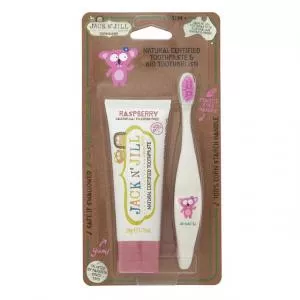 Jack n Jill Action set Children's toothpaste - Raspberry (50 g) Children's toothbrush Koala - discounted set