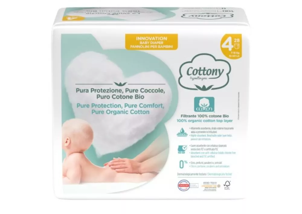 Cottony Disposable baby diapers made of bio-cotton 7-18 kg