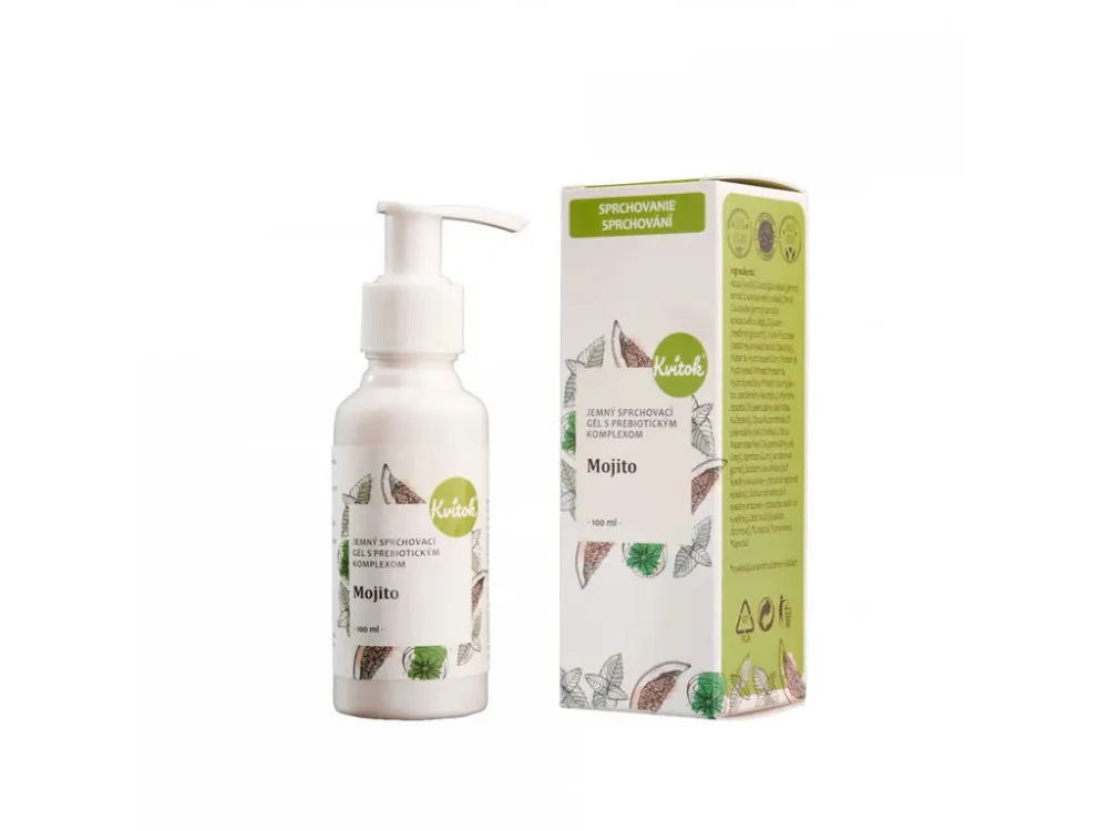 Kvitok Mojito Gentle Shower Gel with Prebiotic Complex (100 ml) - with a fresh mint and lime scent