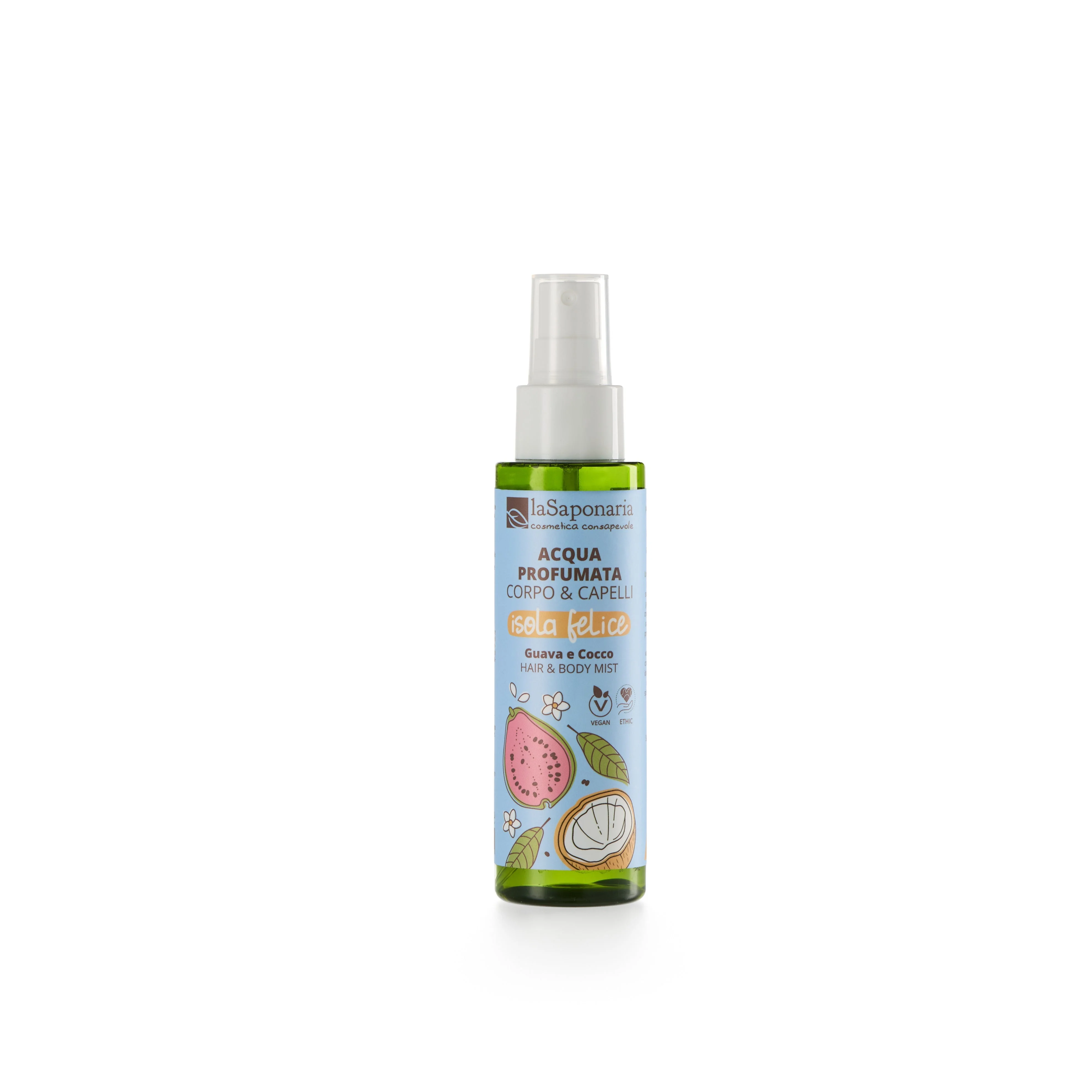 laSaponaria Body & Hair Mist Happy Island - Coconut & Guava (100 ml) - for body and hair
