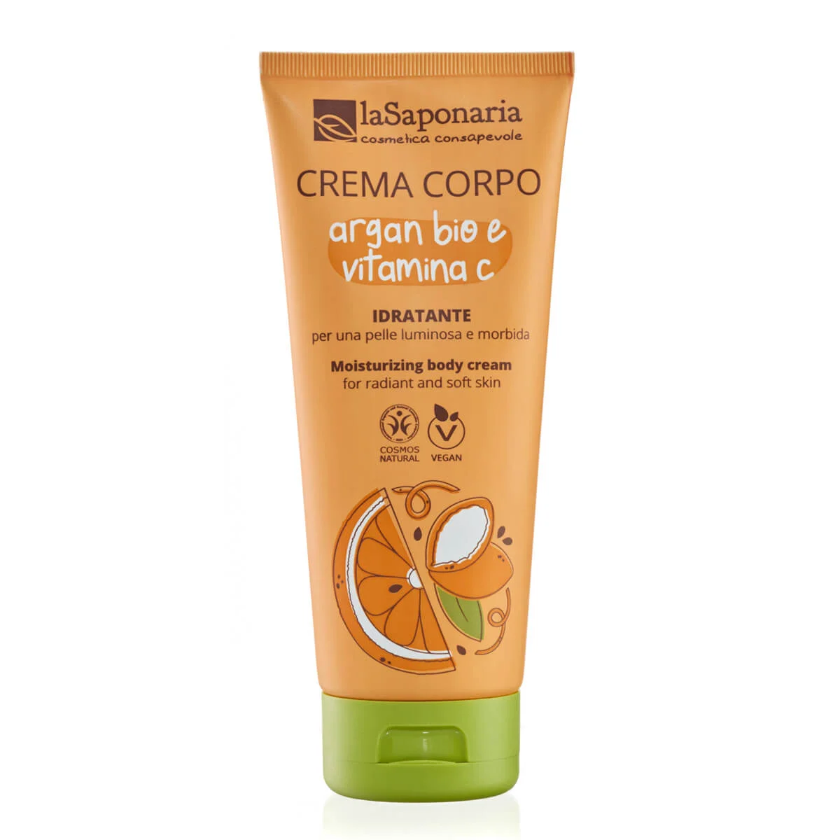 laSaponaria Moisturizing Body Cream with Organic Argan Oil and Vitamin C 200 ml - For Radiant and Soft Skin