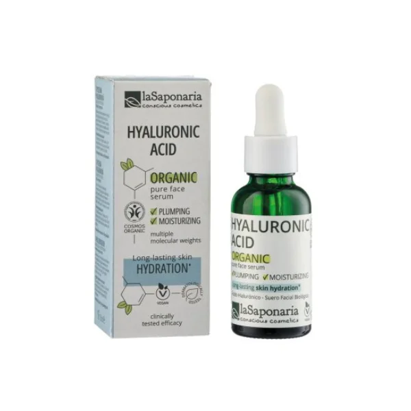 laSaponaria Facial Serum - Organic Hyaluronic Acid (30 ml) - Hydrates and Firms Skin