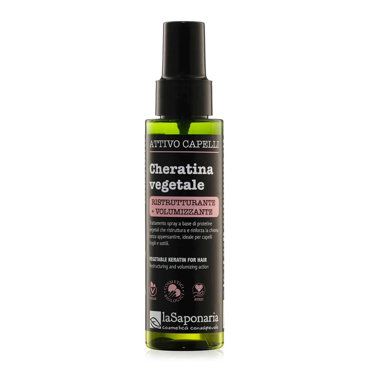 laSaponaria Plant-based keratin for hair - active restructuring and volumizing spray (100 ml) - suitable for damaged and fine hair