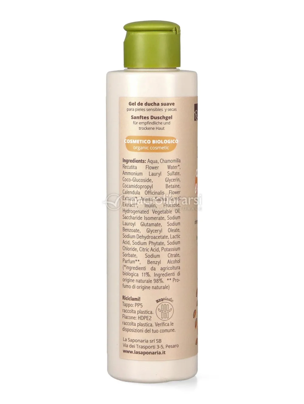 laSaponaria Shower Milk with Organic Oat and Prebiotics for Sensitive Skin (200 ml) - with Calendula and Chamomile