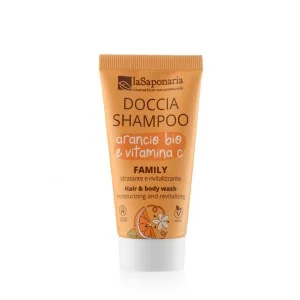 laSaponaria 2-in-1 Shower Gel and Shampoo with Organic Orange and Vitamin C for the Whole Family 30 ml - with a sweet and invigorating fragrance