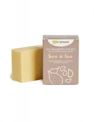 laSaponaria Solid 2-in-1 Body and Hair Soap with Organic Flaxseed Oil (100 g) - in Paper Packaging