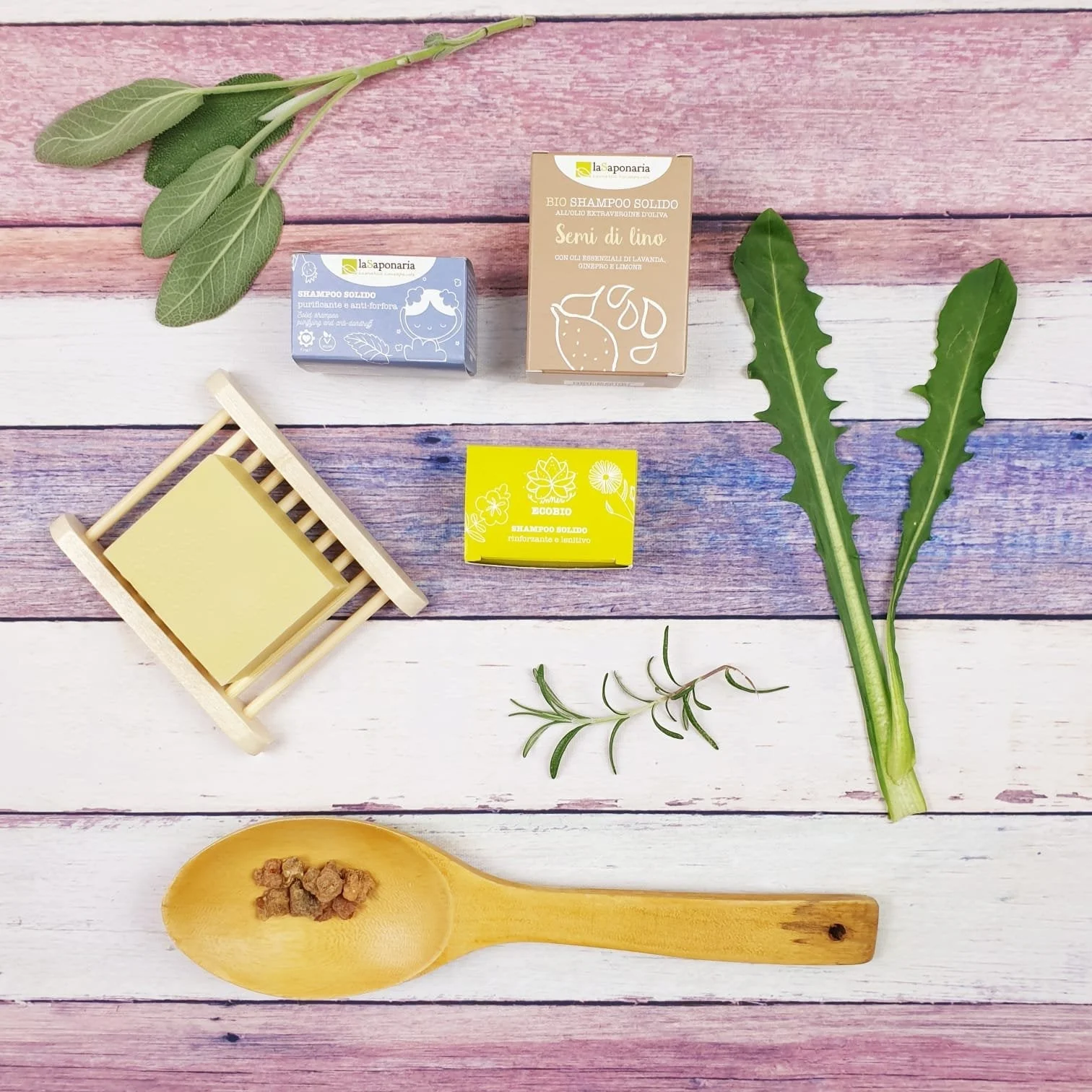 laSaponaria Solid 2-in-1 Body and Hair Soap with Organic Flaxseed Oil (100 g) - in Paper Packaging