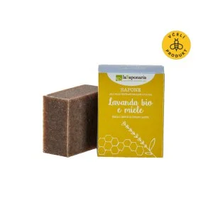 laSaponaria Organic Olive Oil Bar Soap - Honey & Lavender (100 g) - suitable for body and face