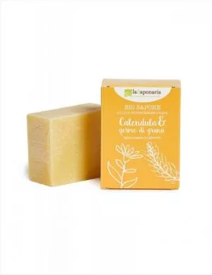 laSaponaria Solid olive soap BIO - Marigold and wheat germ (100 g)