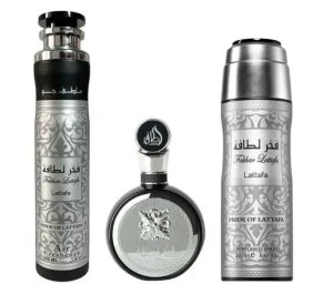 Lattafa Fakhar Man gift set - 100 ml + Perfumed Spray 200 ml + Room Freshener parfémovaná voda