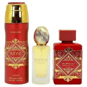 Lattafa Badee Al Oud Sublime gift set - 100 ml + Perfumed Spray 200 ml + Hair mist parfémovaná voda