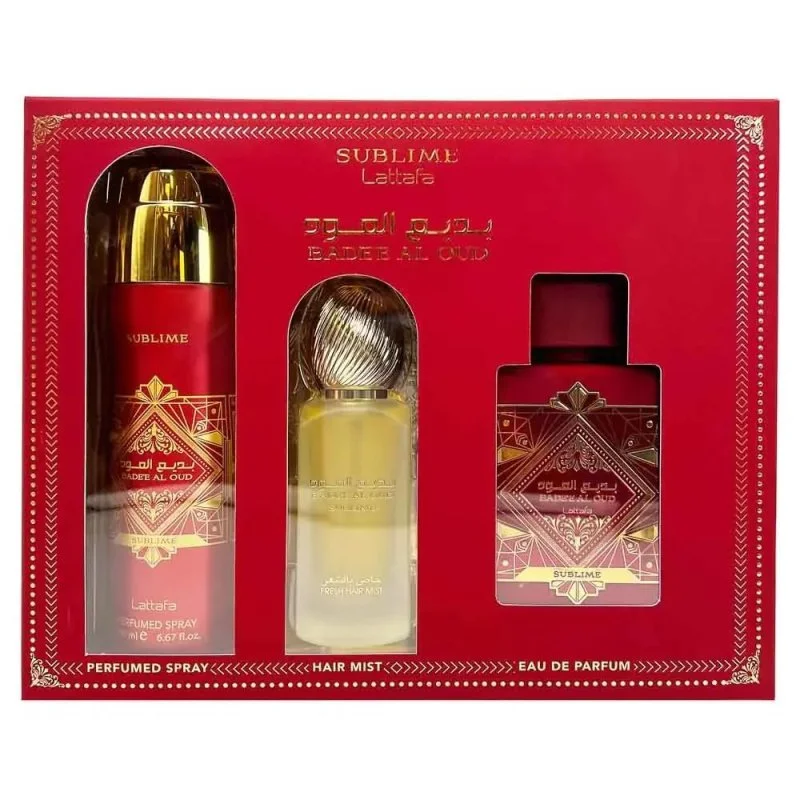 Badee Al Oud Sublime gift set - 100 ml + Perfumed Spray 200 ml + Hair mist parfémovaná voda 50 ml