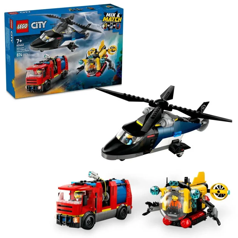 City 60462 Remix: Helicopter, Fire Truck and Submarine