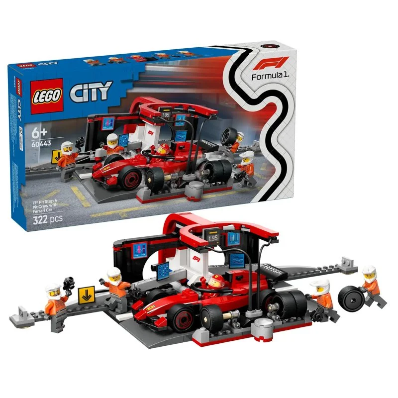 City 60443 F1® Pit Stop and Crew with Ferrari Car