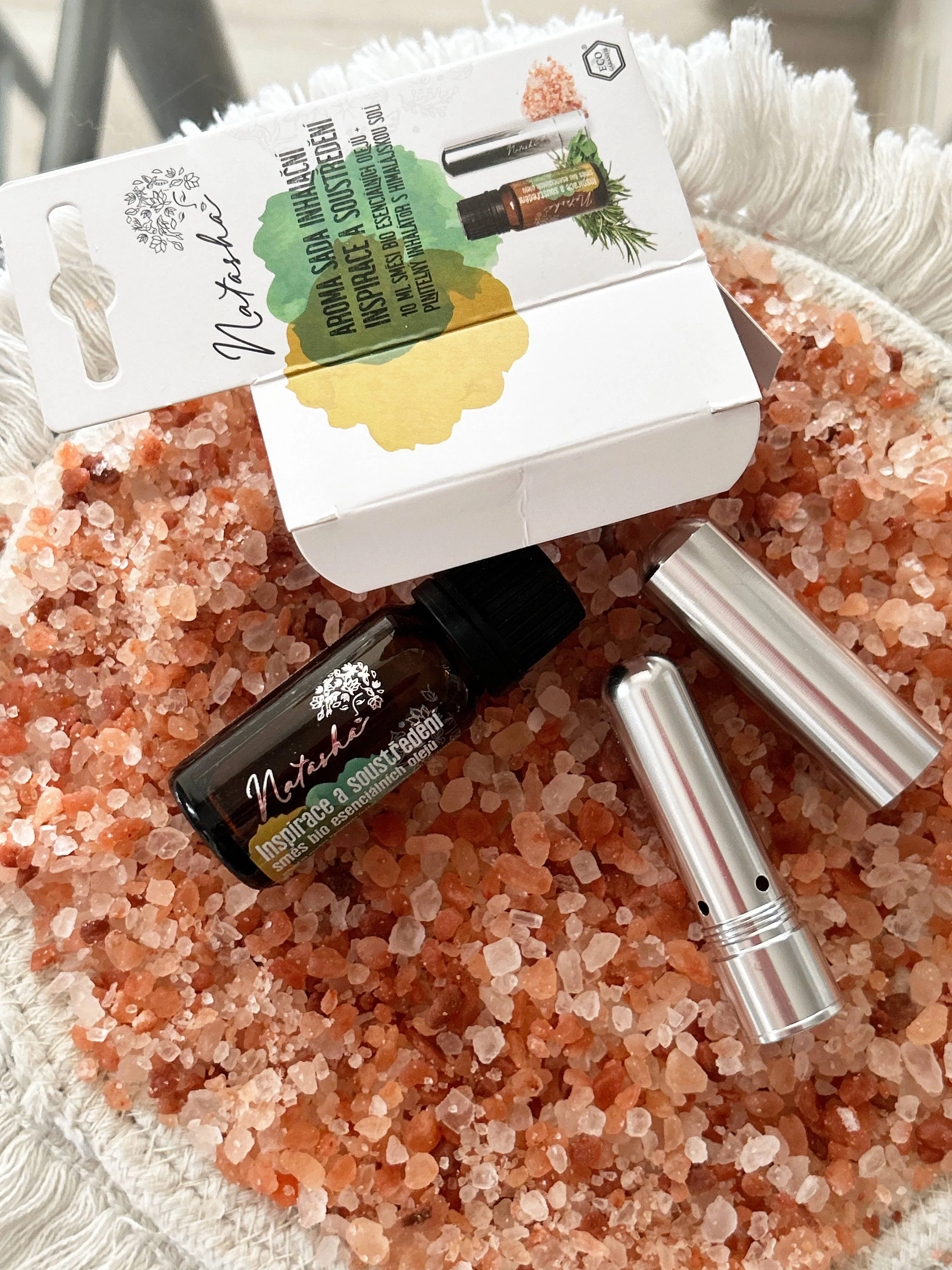 Natasha Aromatherapy set with inhaler - Inspiration & Focus - energizing rosemary and lemon