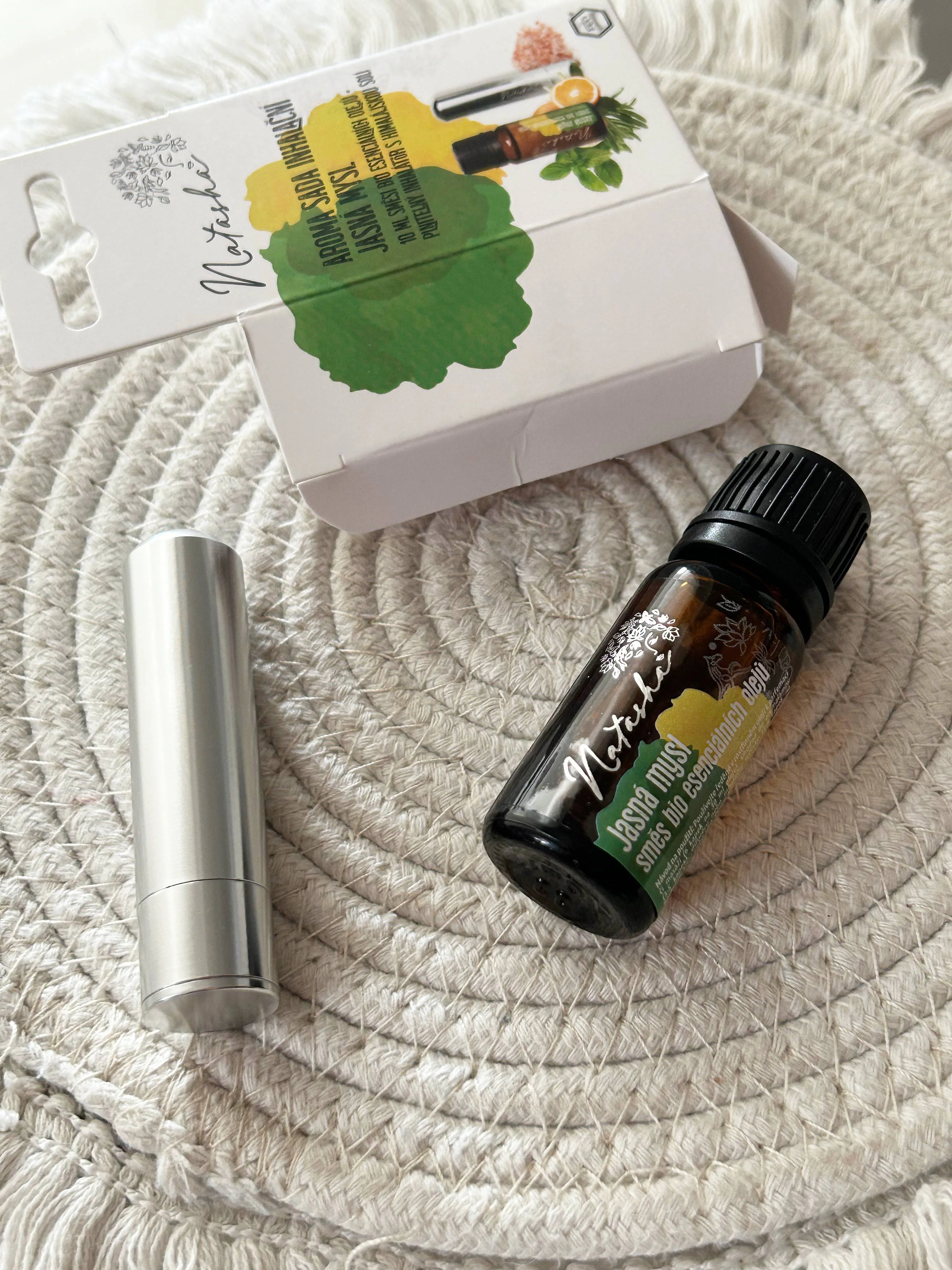 Natasha Aromatherapy Set with Inhaler - Clear Mind - Fresh Orange, Peppermint and Rosemary