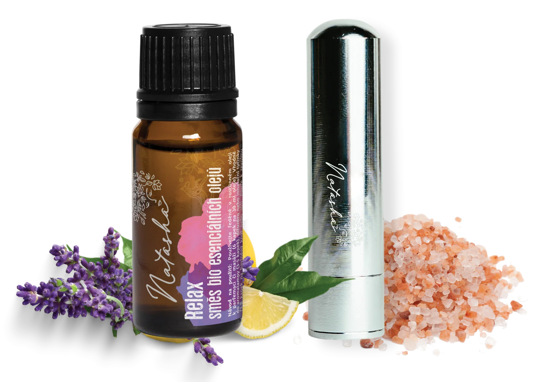 Natasha Aromatherapy Set with Inhaler - Relax - Calming Lavender and Lemon