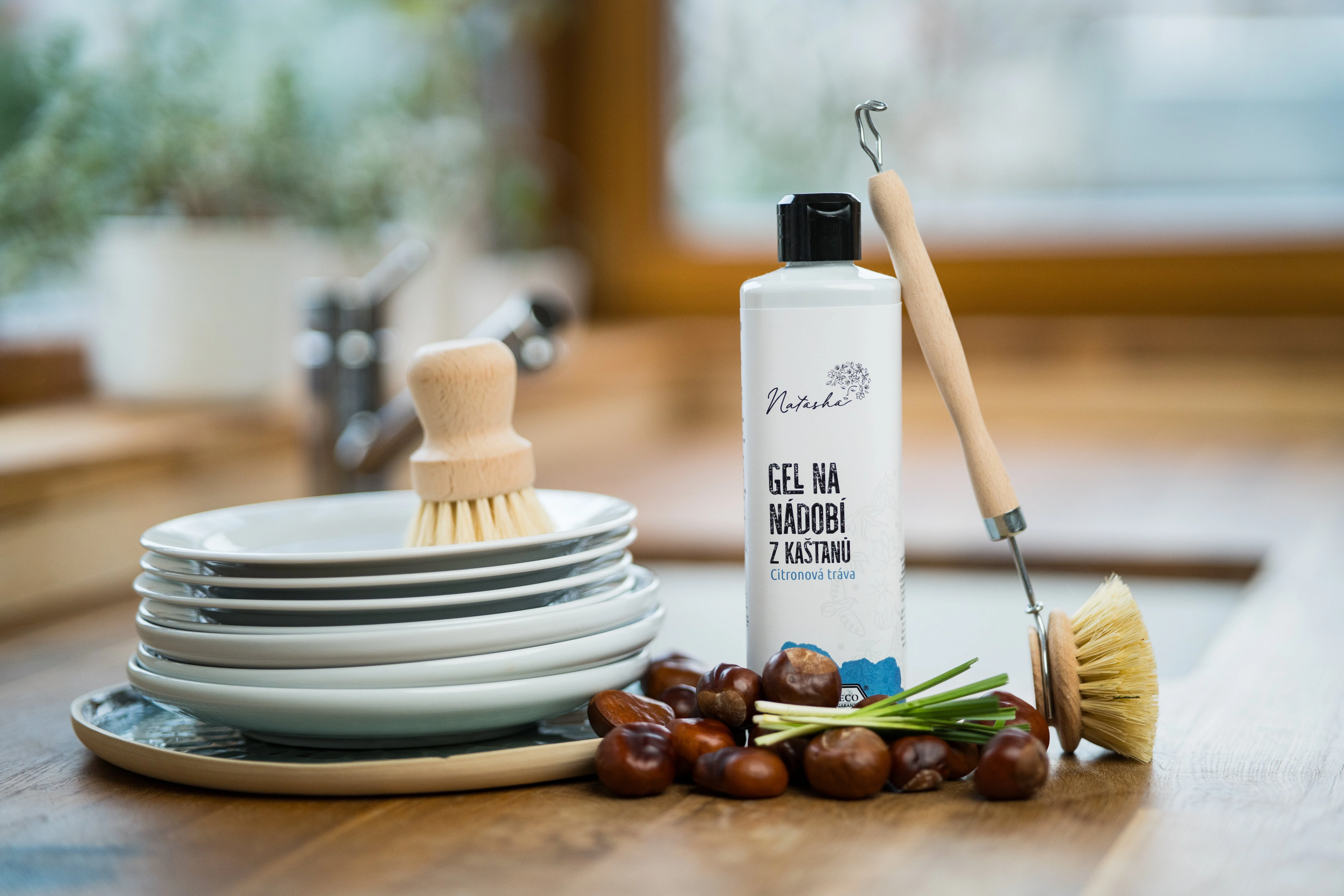Natasha Chestnut-Based Dishwashing Gel Lemongrass 3 l - grease-fighting and gentle on skin