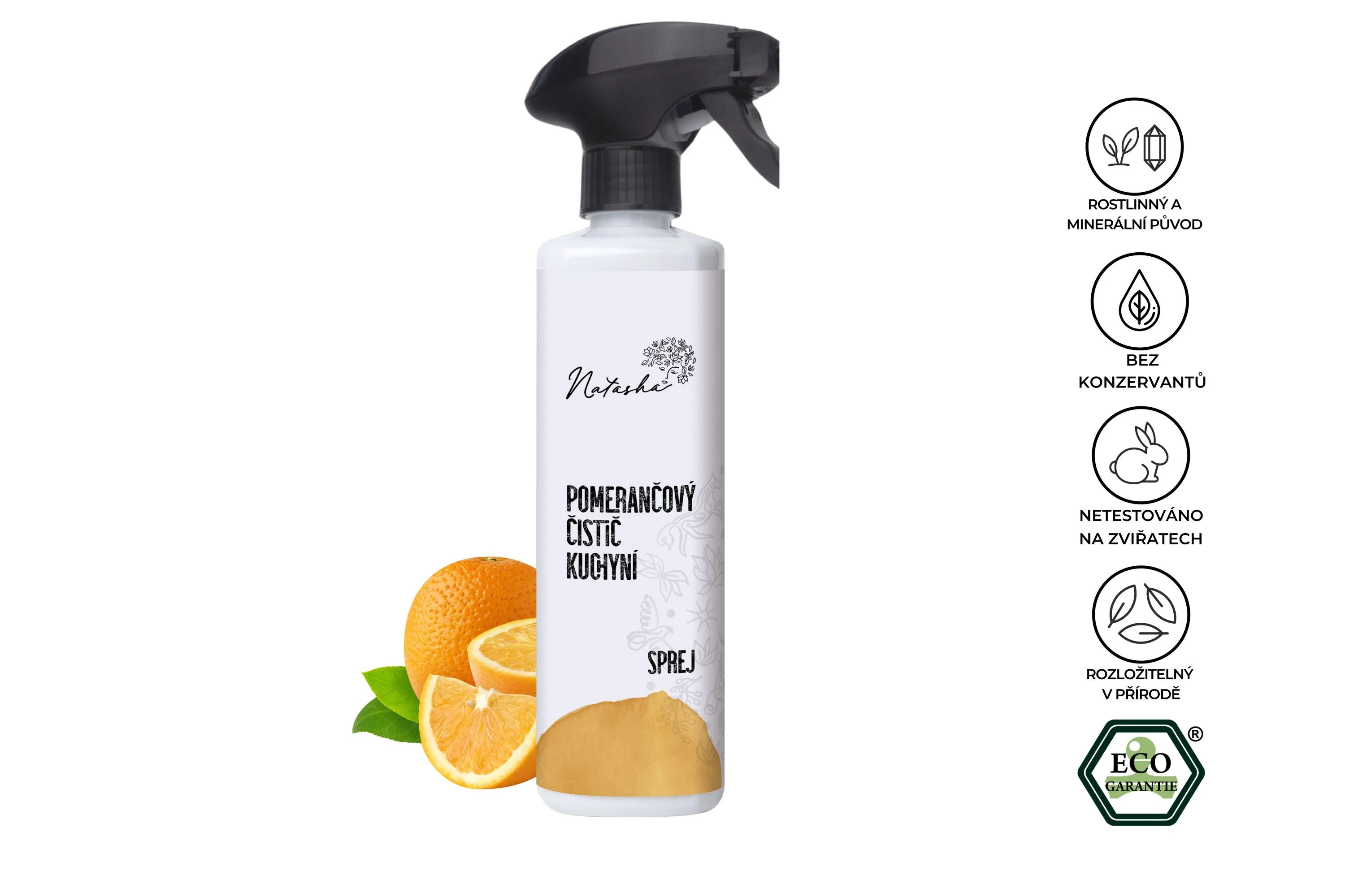 Natasha Orange Kitchen Cleaner - Spray (500 ml) - Universal Degreaser Spray