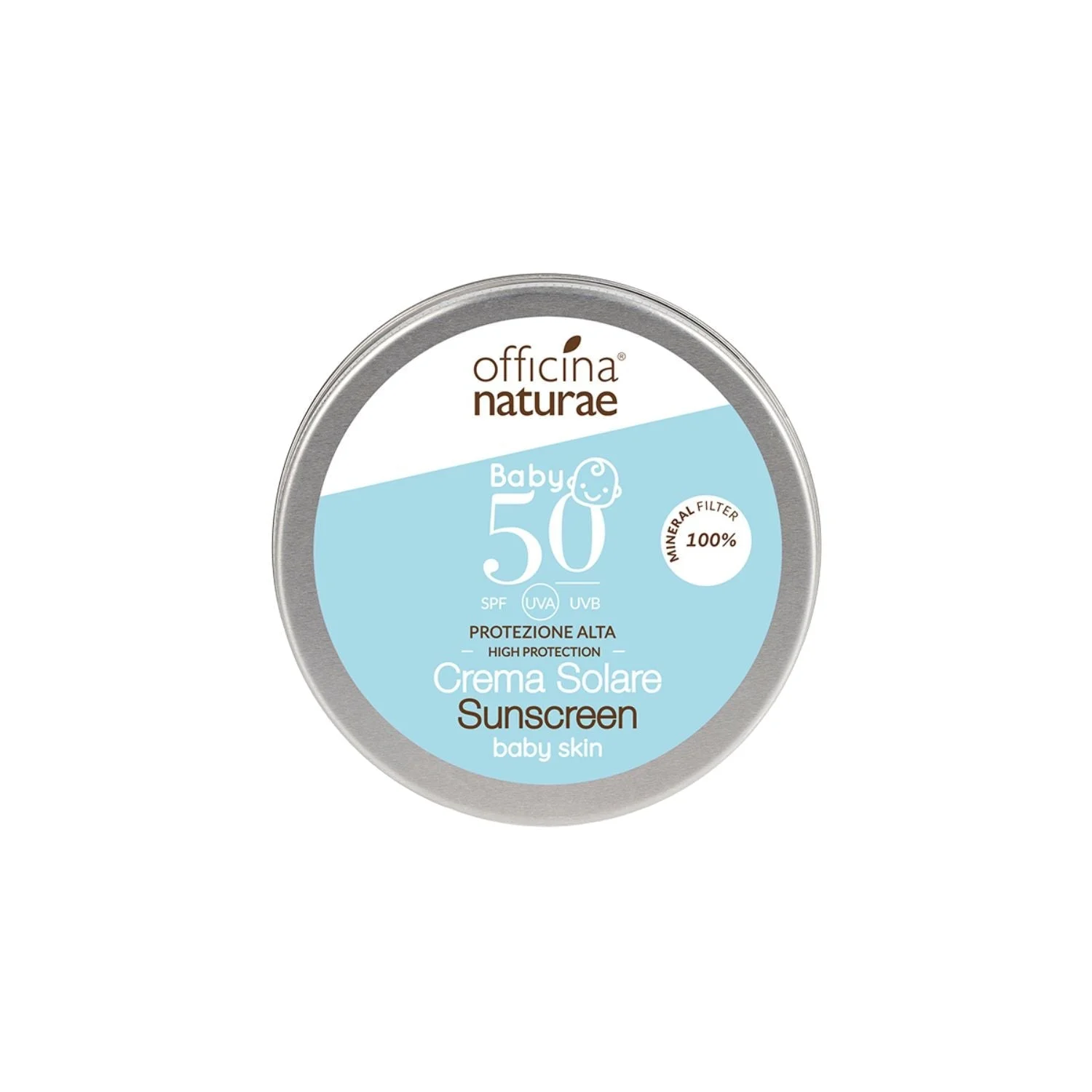 Officina Naturae Sunscreen for Kids and Sensitive Skin SPF 50 in a Tin (75 ml) - Fragrance-Free