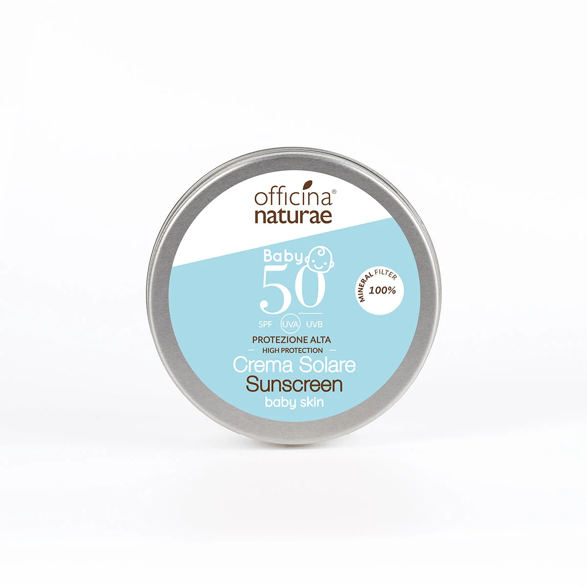 Officina Naturae Sunscreen for Kids and Sensitive Skin SPF 50 in a Tin (75 ml) - Fragrance-Free