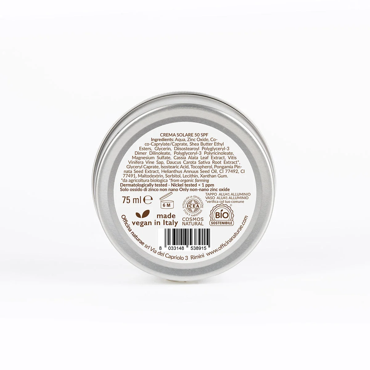 Officina Naturae SPF 50 Sunscreen in a Tin (75 ml) - Fragrance-Free