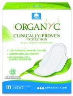 Organyc Moderate Day Pads with wings (10 pcs) - 100% organic cotton, 3 drops