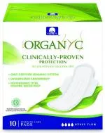 Organyc Night pads with wings Heavy (10 pcs) - 100% bio-cotton, 4 drops