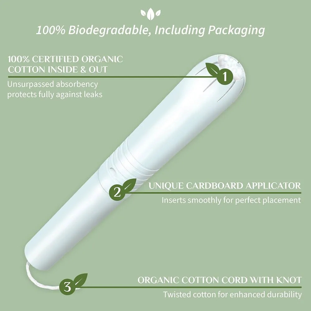 Organyc Tampons with applicator Regular (16 pcs) - 100% bio-cotton, 2 drops