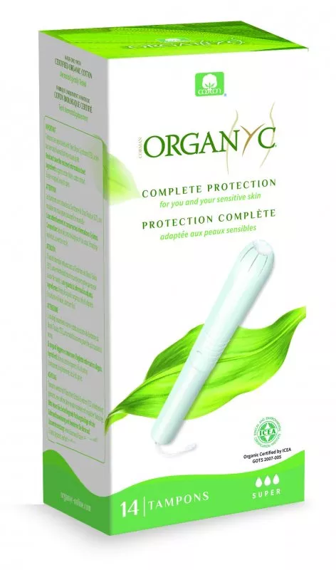 Organyc Tampons with applicator Super (14 pcs) - 100% bio-cotton, 3 drops