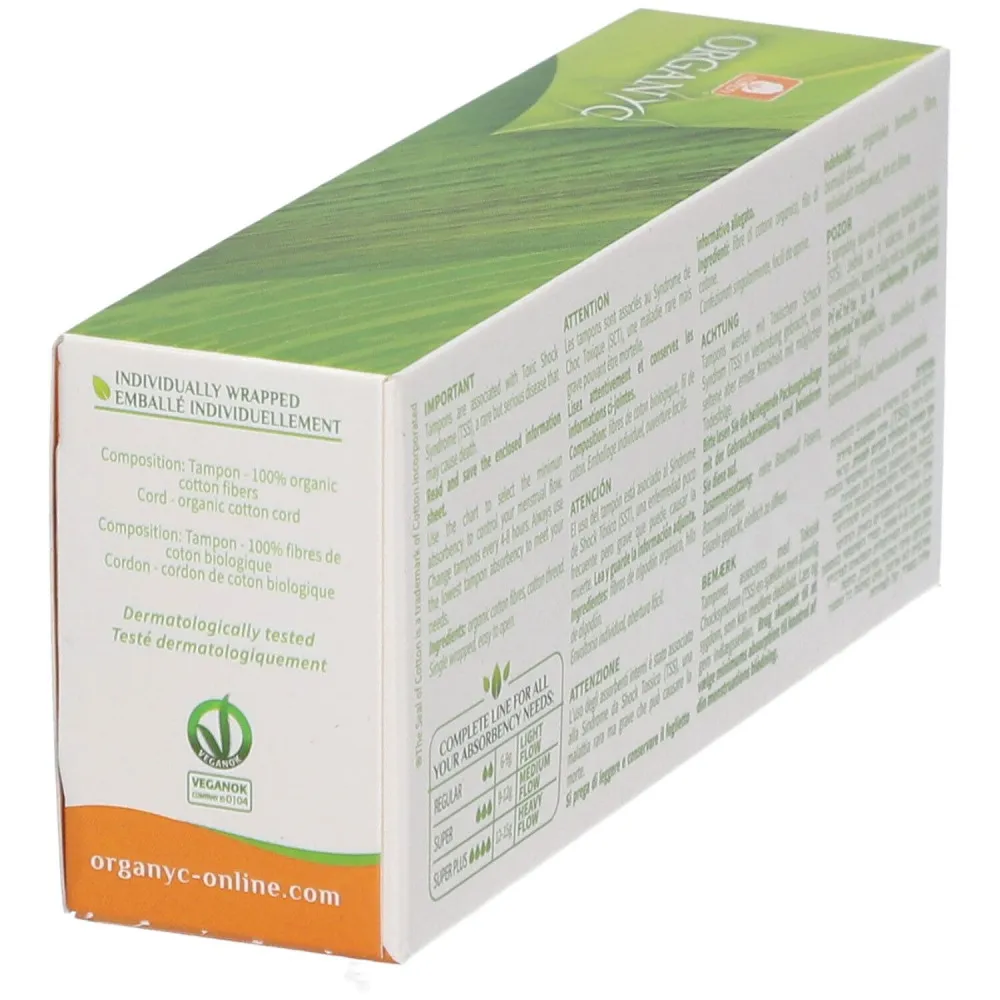 Organyc Super Plus Tampons (16 pcs) - 100% organic cotton, 4 drops